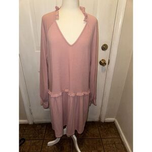 Simple Suzanne Betro Plus Sized Dusty Rose Pink Tiered Ruffle Boho Dress Size 1X